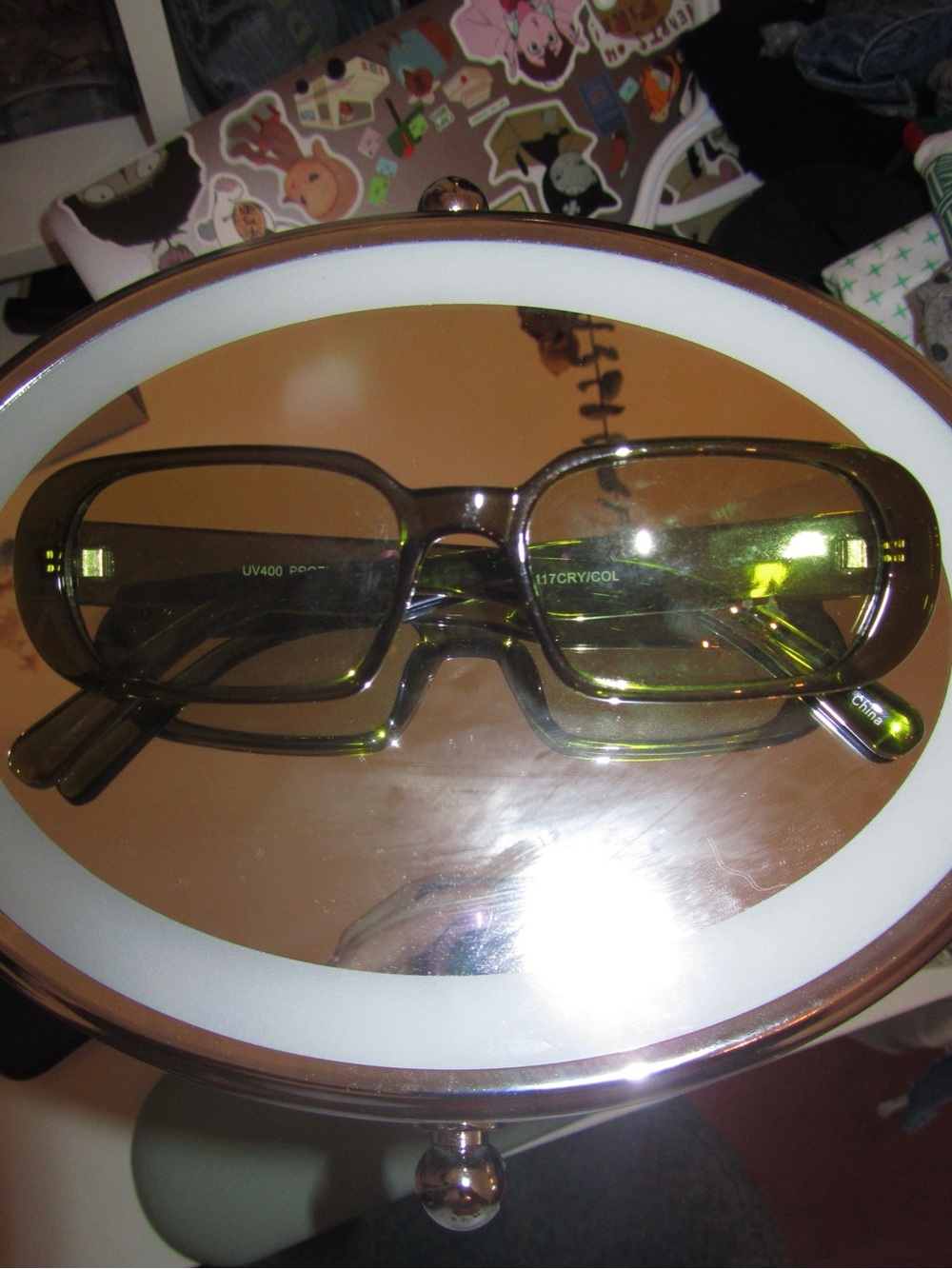 Vintage Rectangular Green Tinted Sunglasses